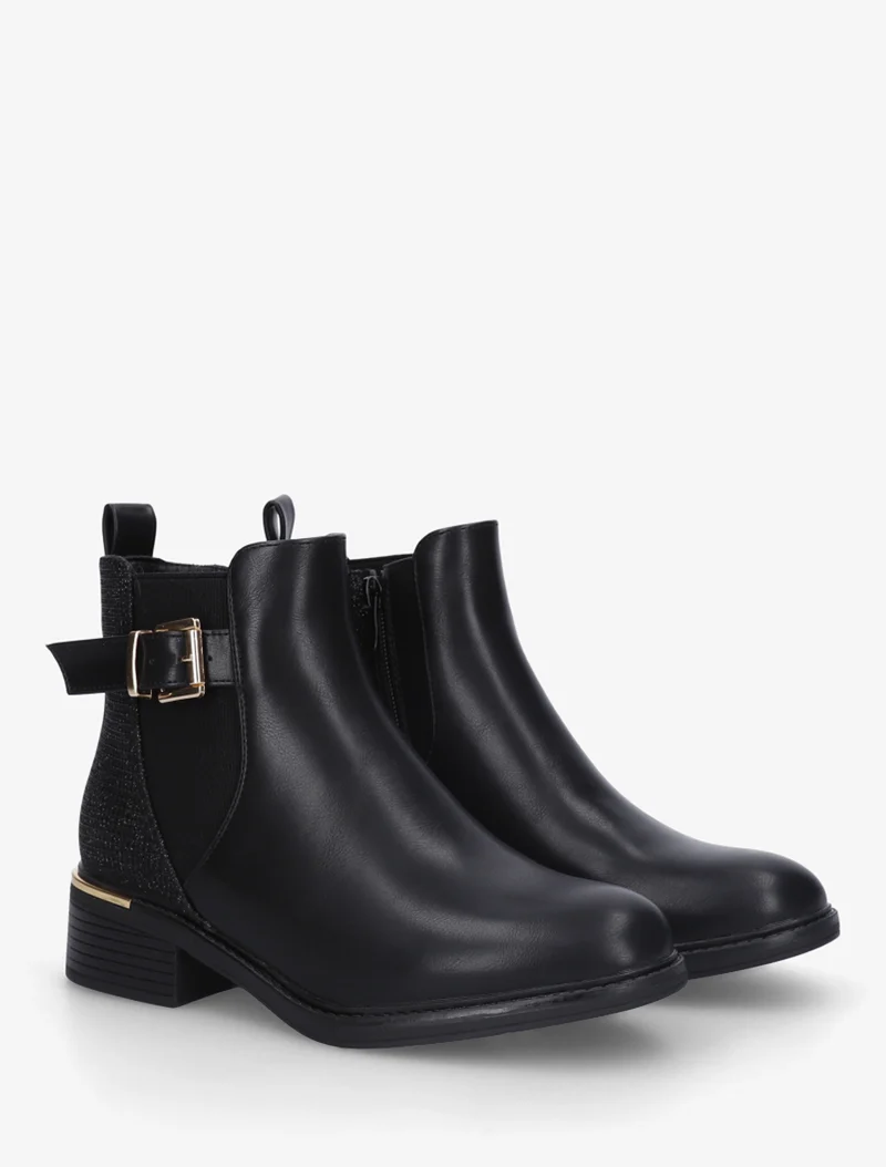 Bottines élastiquées à contrefort pailleté - Noir