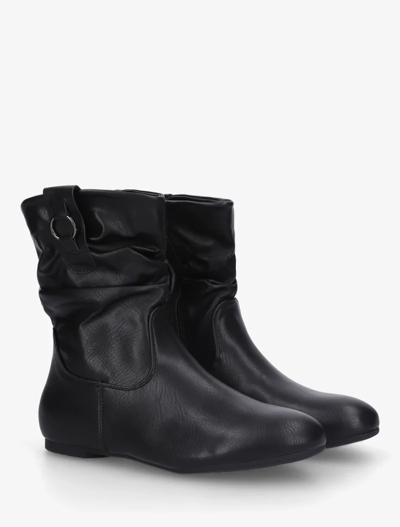Bottines montantes effet froncé - Noir