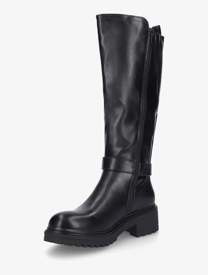 Bottes à boucle et semelle crantée - Noir