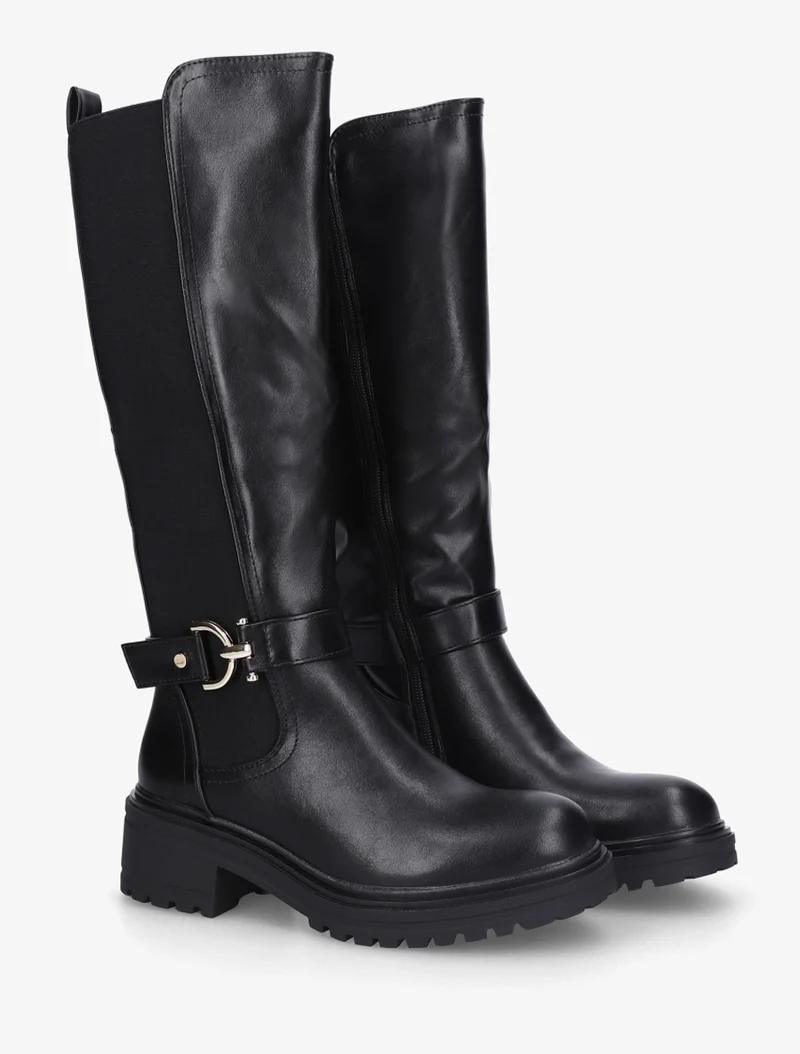 Bottes à boucle et semelle crantée - Noir