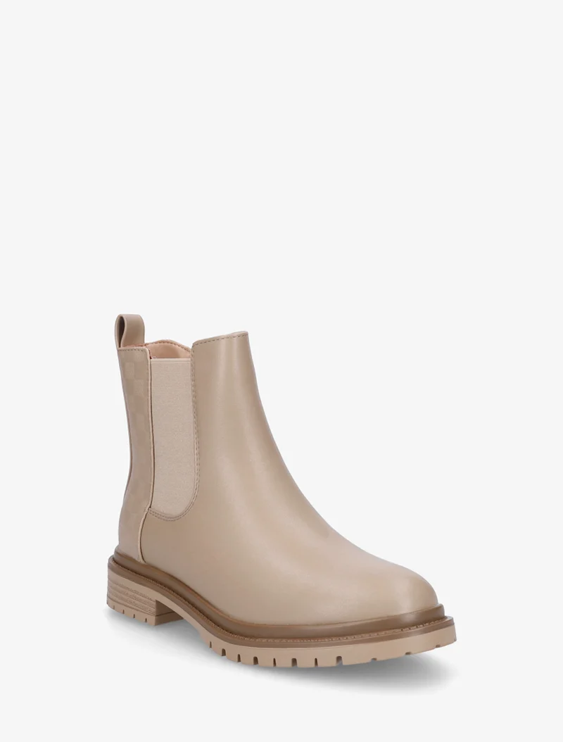 Bottines élastiquées à motif damier - Beige foncé