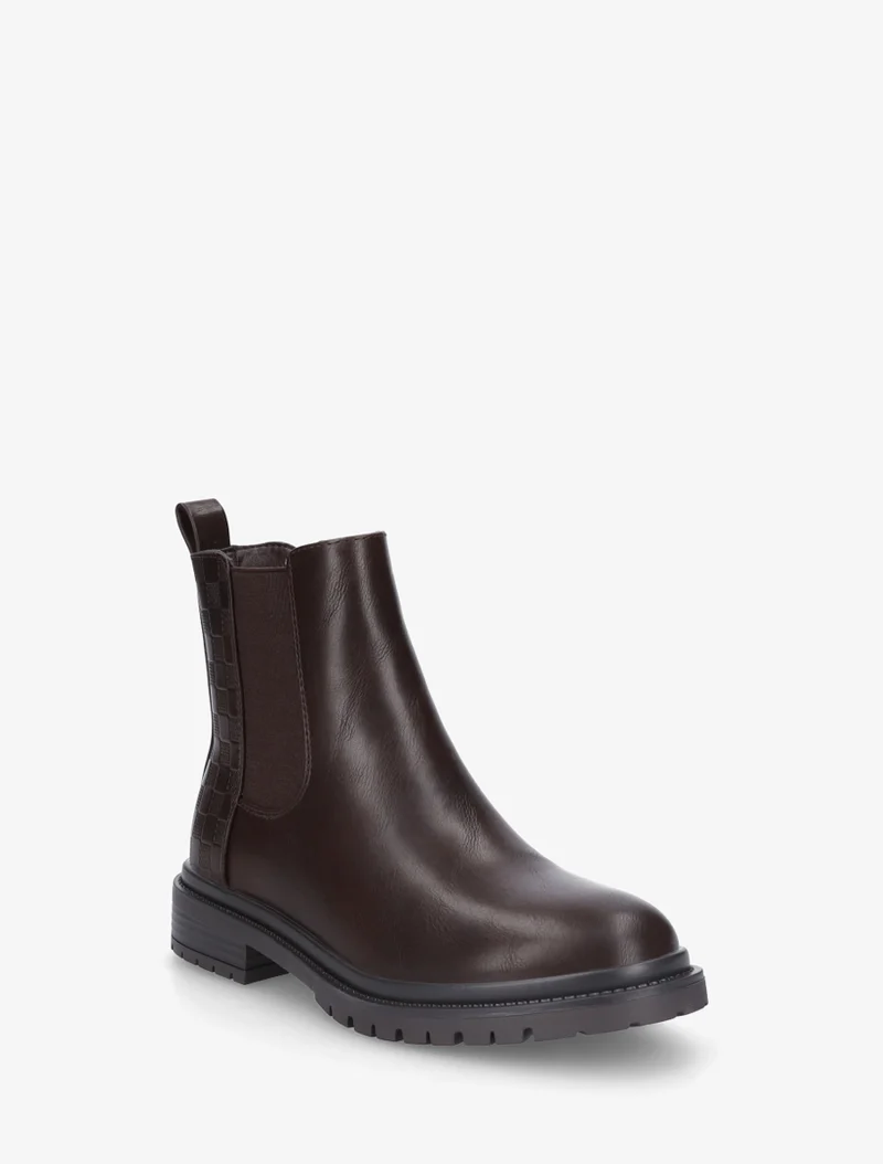 Bottines élastiquées à motif damier - Marron
