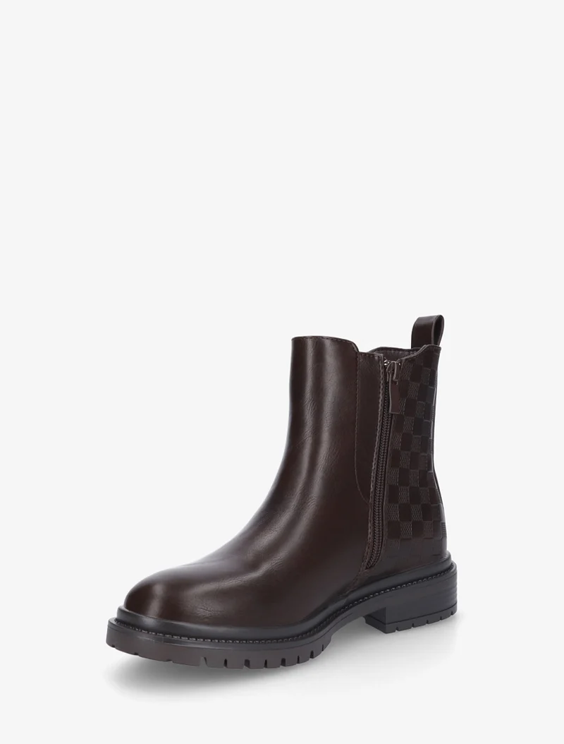 Bottines élastiquées à motif damier - Marron