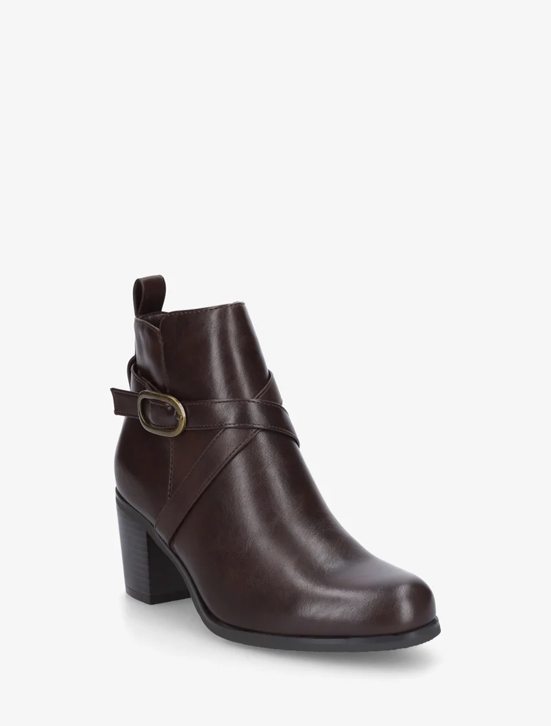 Bottines en simili à sangles - Marron