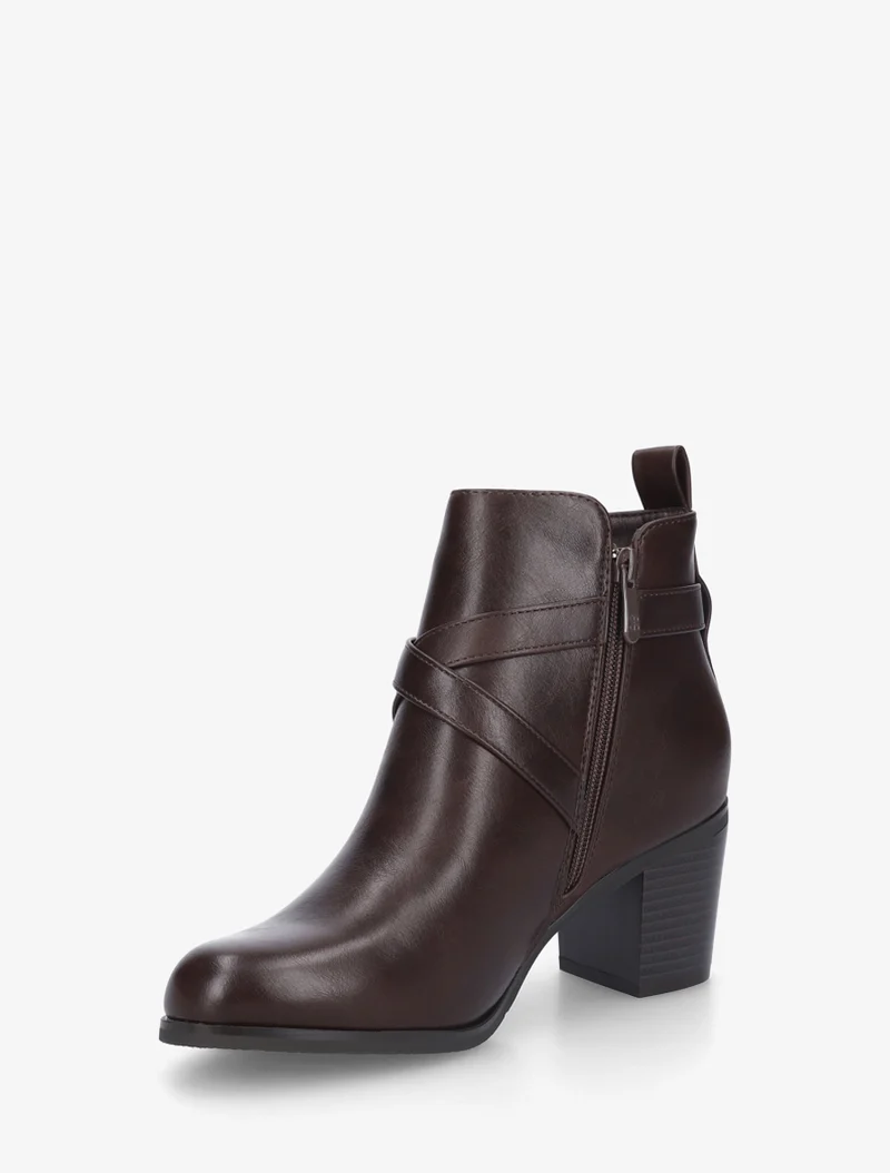 Bottines en simili à sangles - Marron