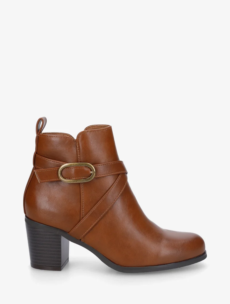 Bottines en simili à sangles - Camel