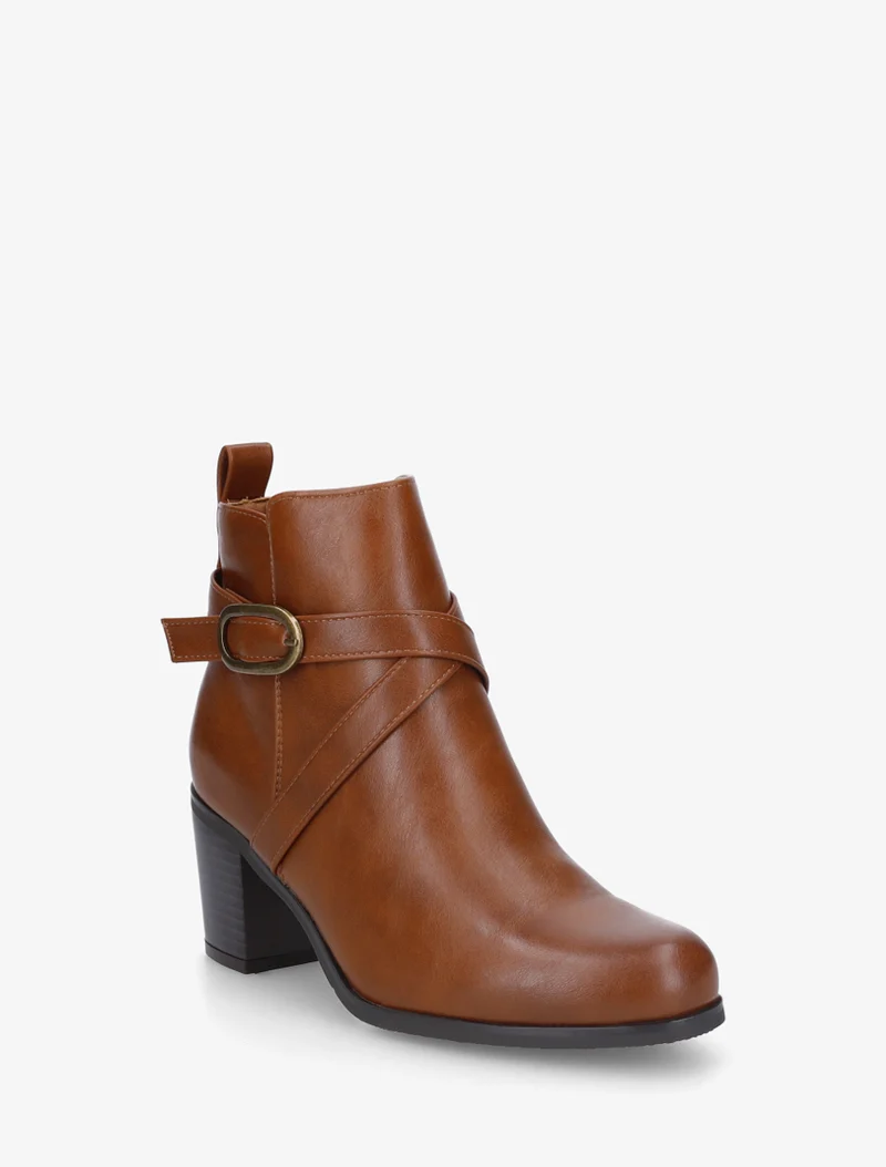 Bottines en simili à sangles - Camel