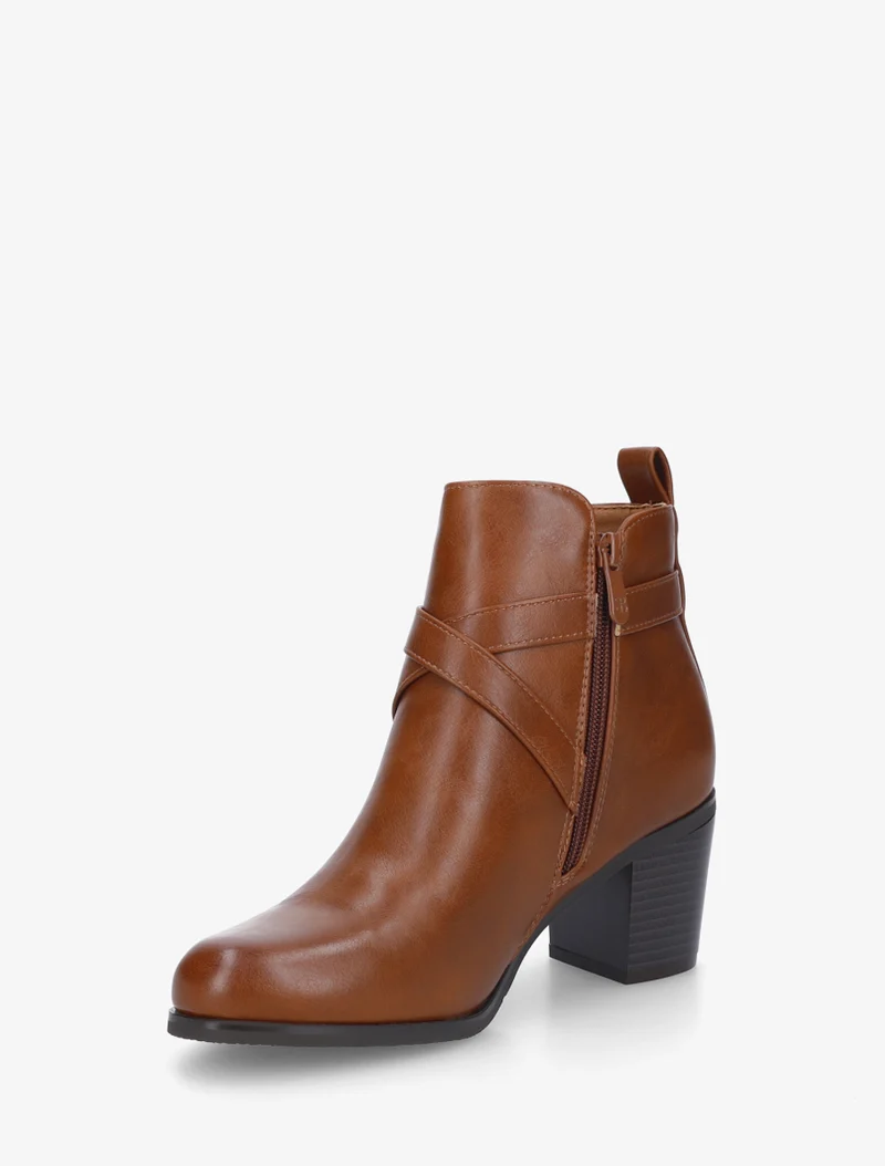Bottines en simili à sangles - Camel