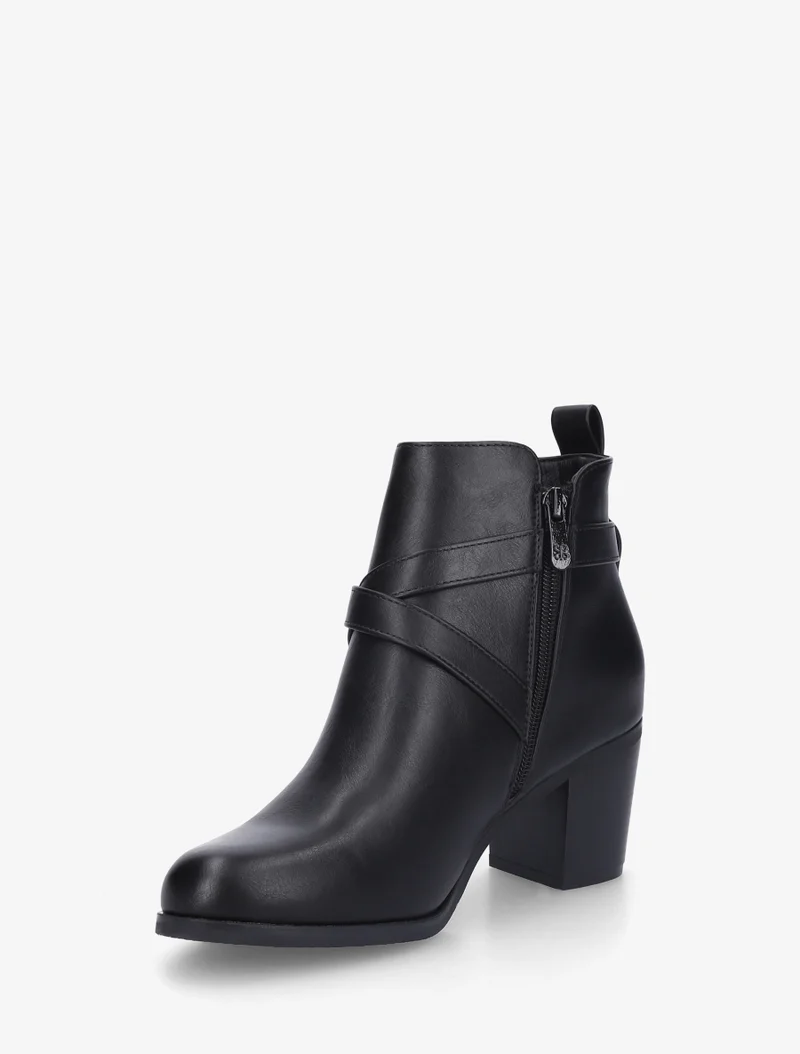 Bottines en simili à sangles - Noir