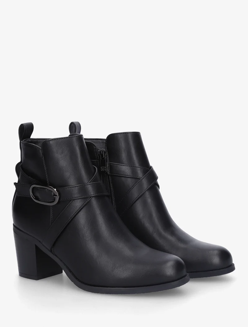 Bottines en simili à sangles - Noir