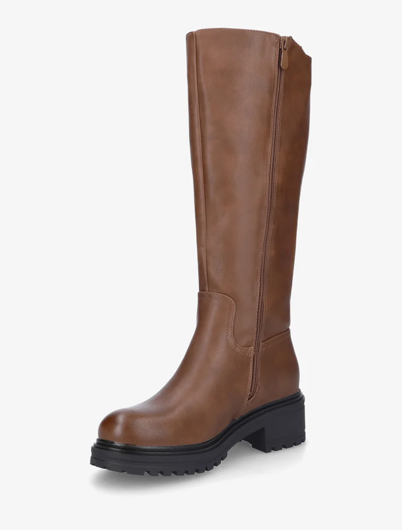 Bottes élastiquées en simili - Marron