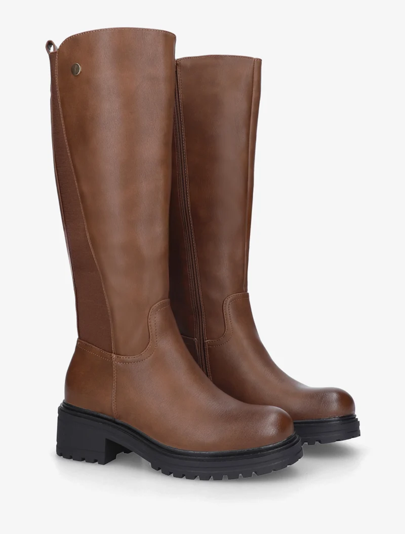 Bottes élastiquées en simili - Marron