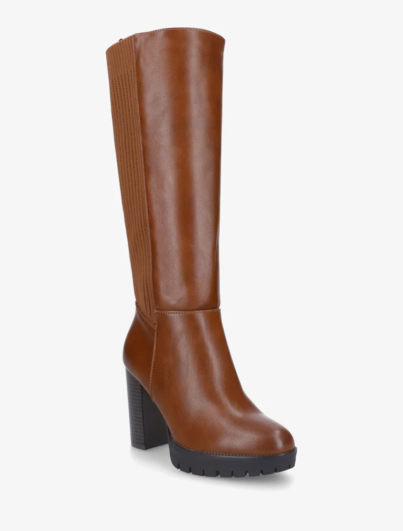 Bottes à talon et semelle crantée - Camel