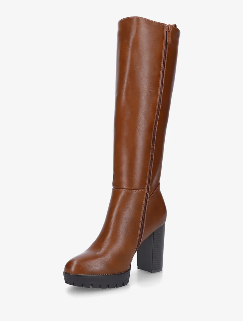 Bottes à talon et semelle crantée - Camel