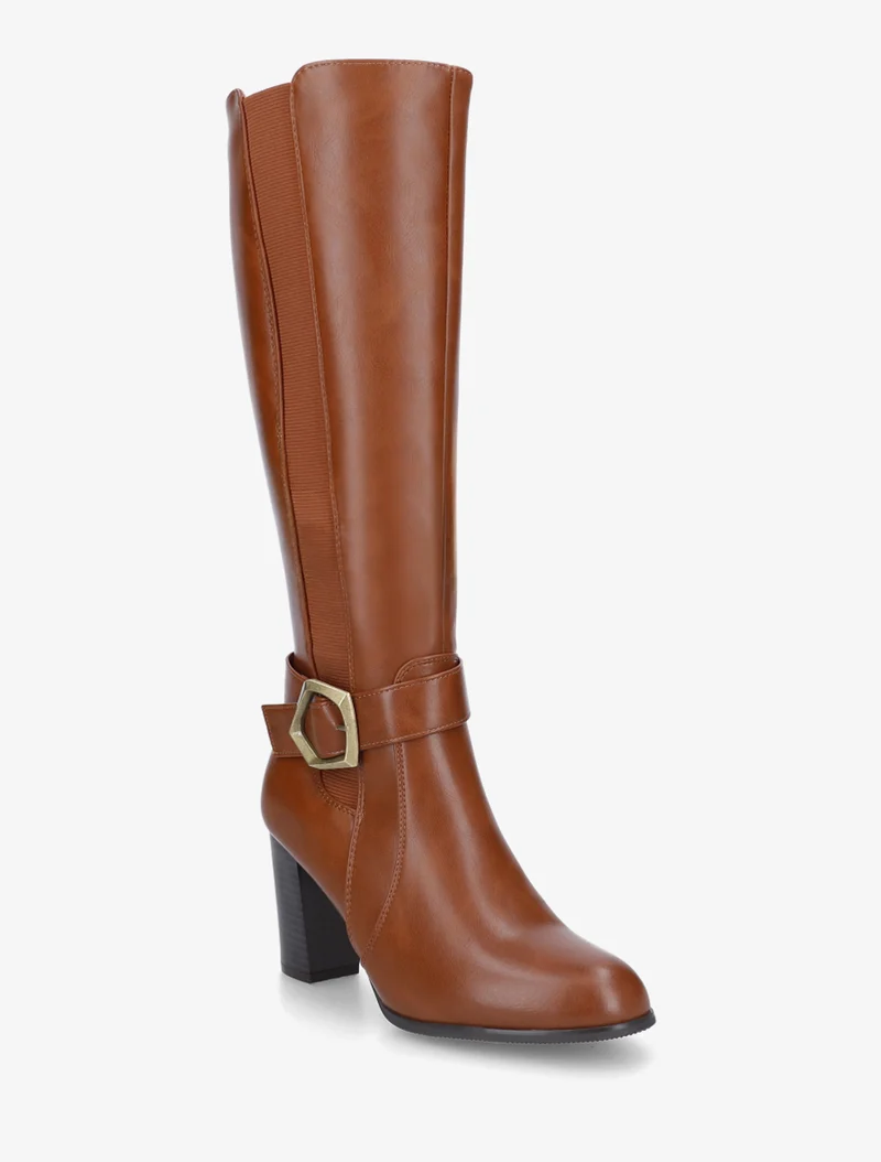 Bottes élastiquées à talon haut - Camel
