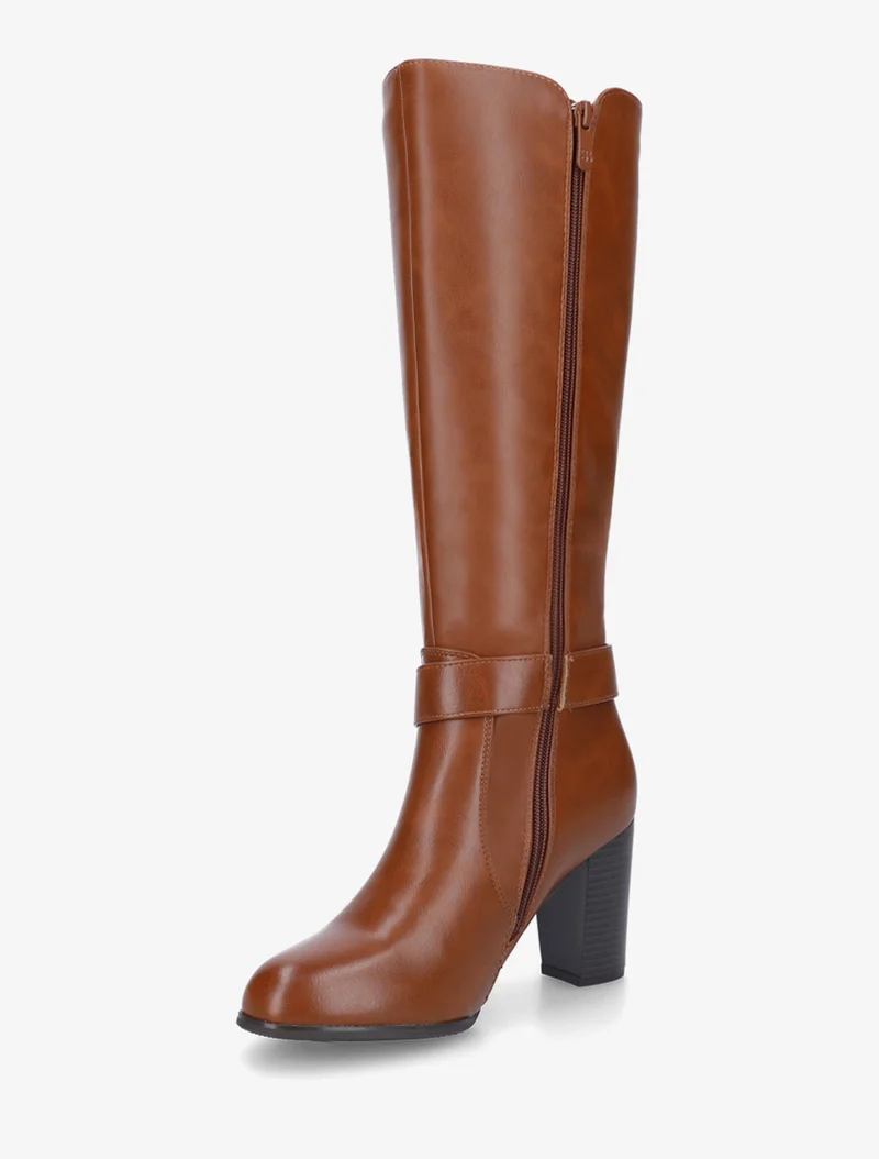Bottes élastiquées à talon haut - Camel