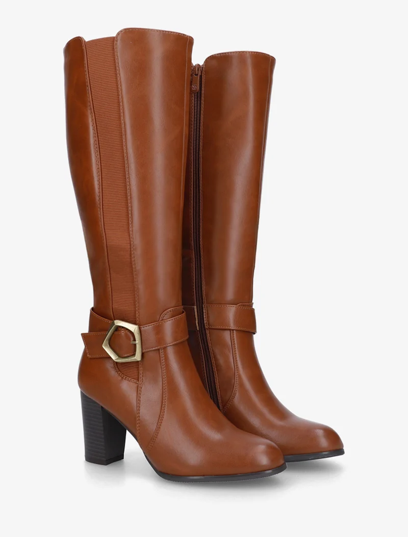 Bottes élastiquées à talon haut - Camel