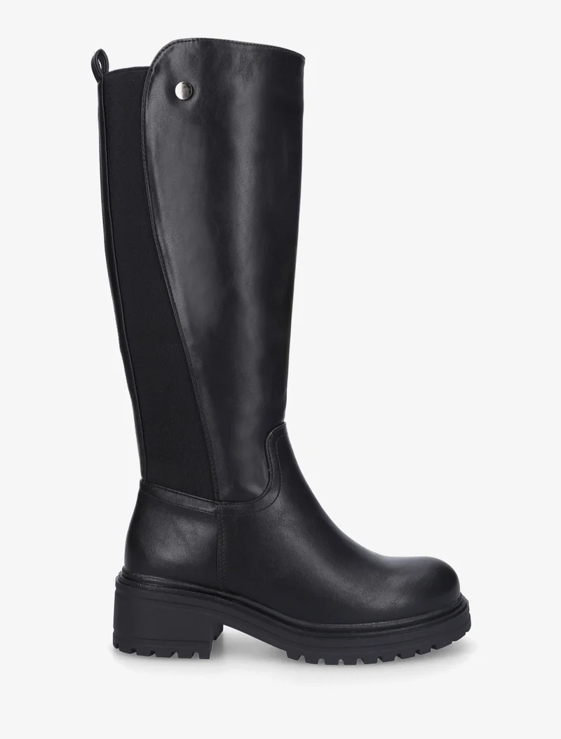 Bottes élastiquées en simili - Noir