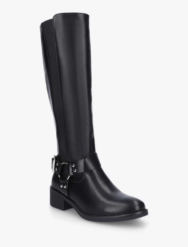 Bottes style cavalière à boucle - Noir