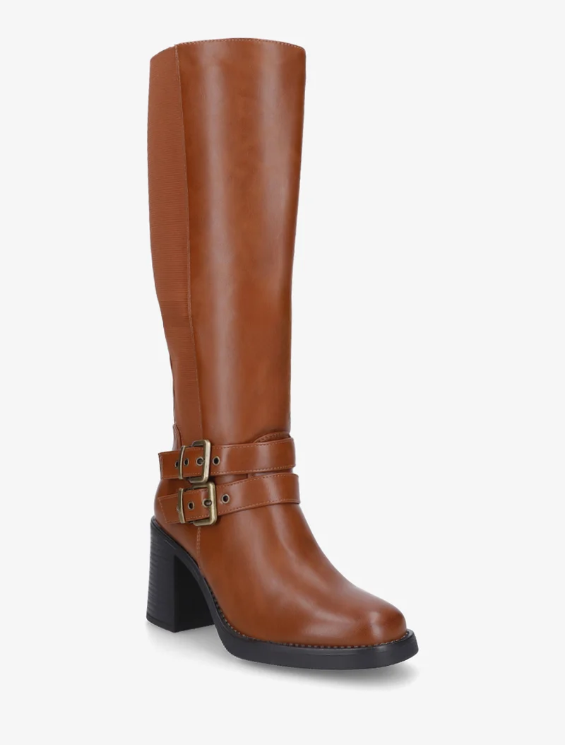 Bottes à talon et boucles - Camel