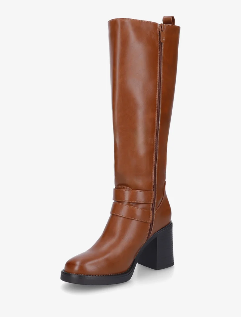 Bottes à talon et boucles - Camel