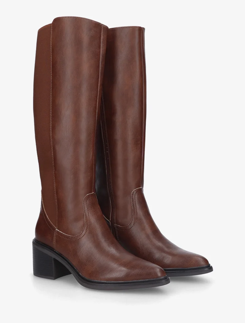 Bottes en simili à bouts pointus - Marron