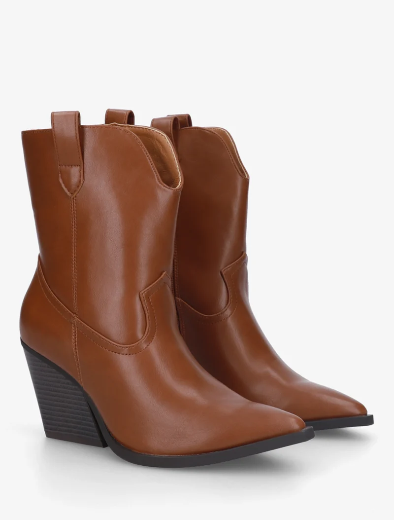 Bottines à talon bottier en simili - Camel