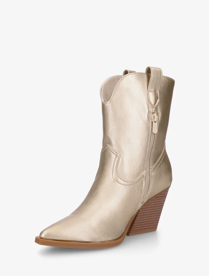 Bottines à talon bottier en simili - Or