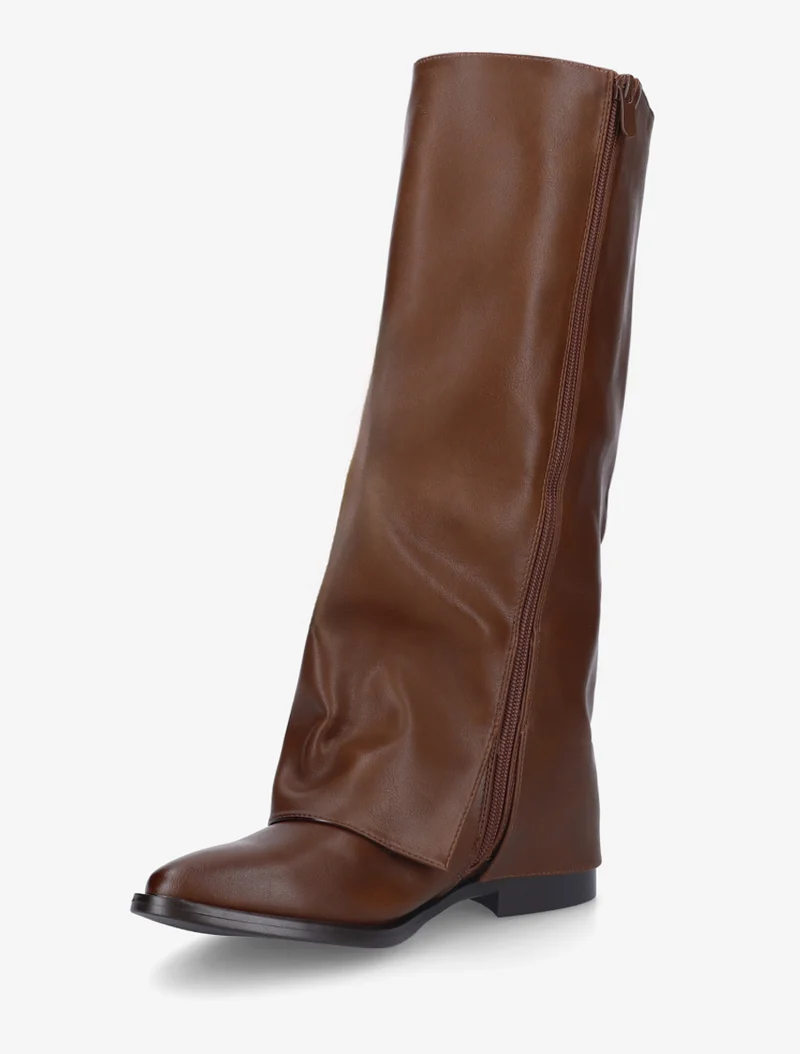 Bottes plates à revers - Camel
