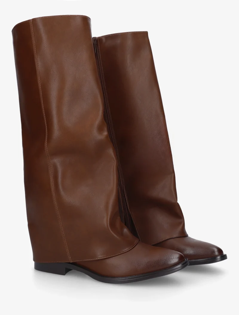 Bottes plates à revers - Camel