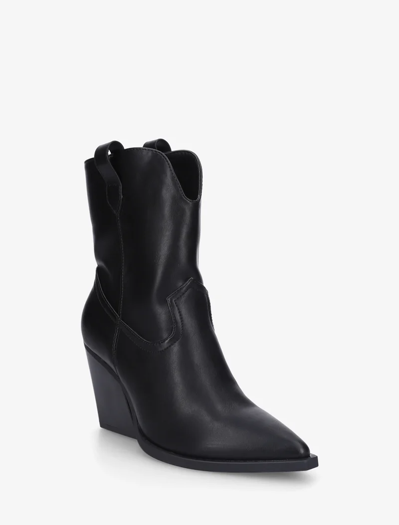 Bottines à talon bottier en simili - Noir