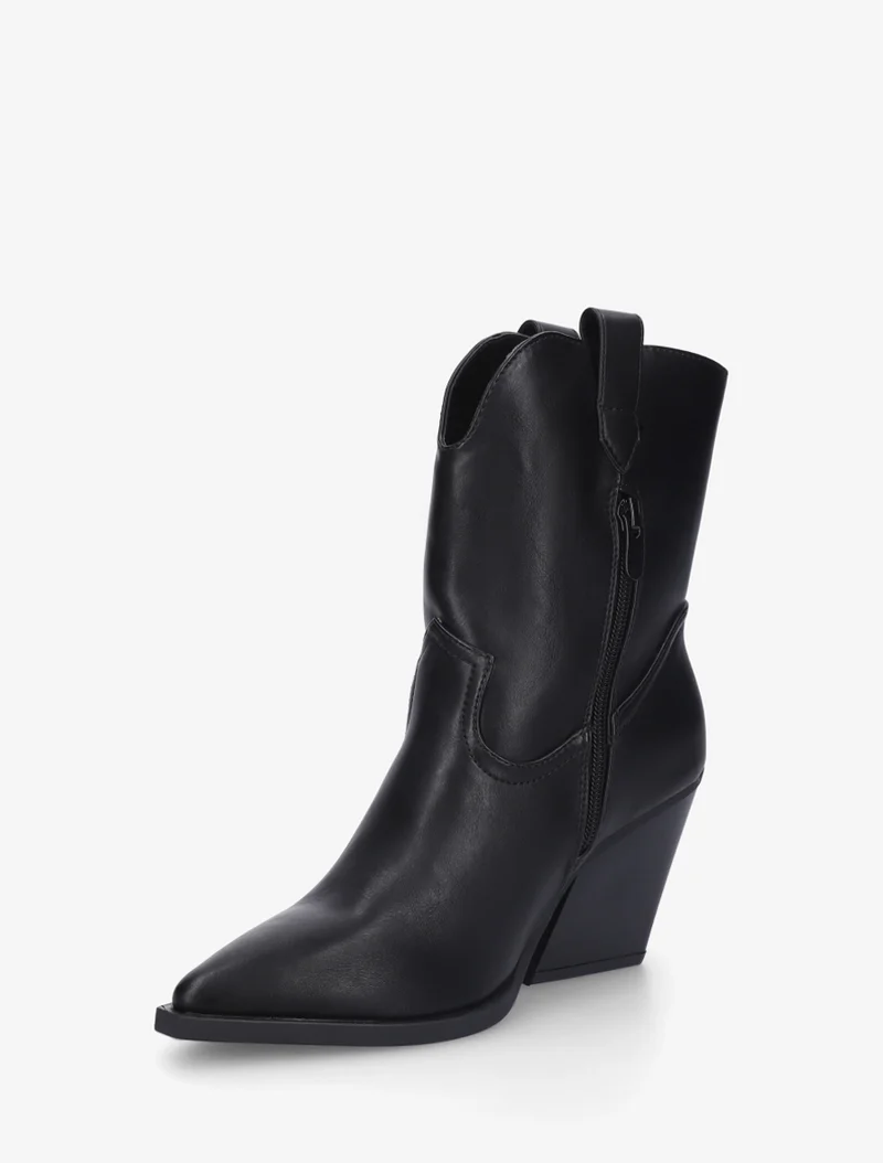 Bottines à talon bottier en simili - Noir