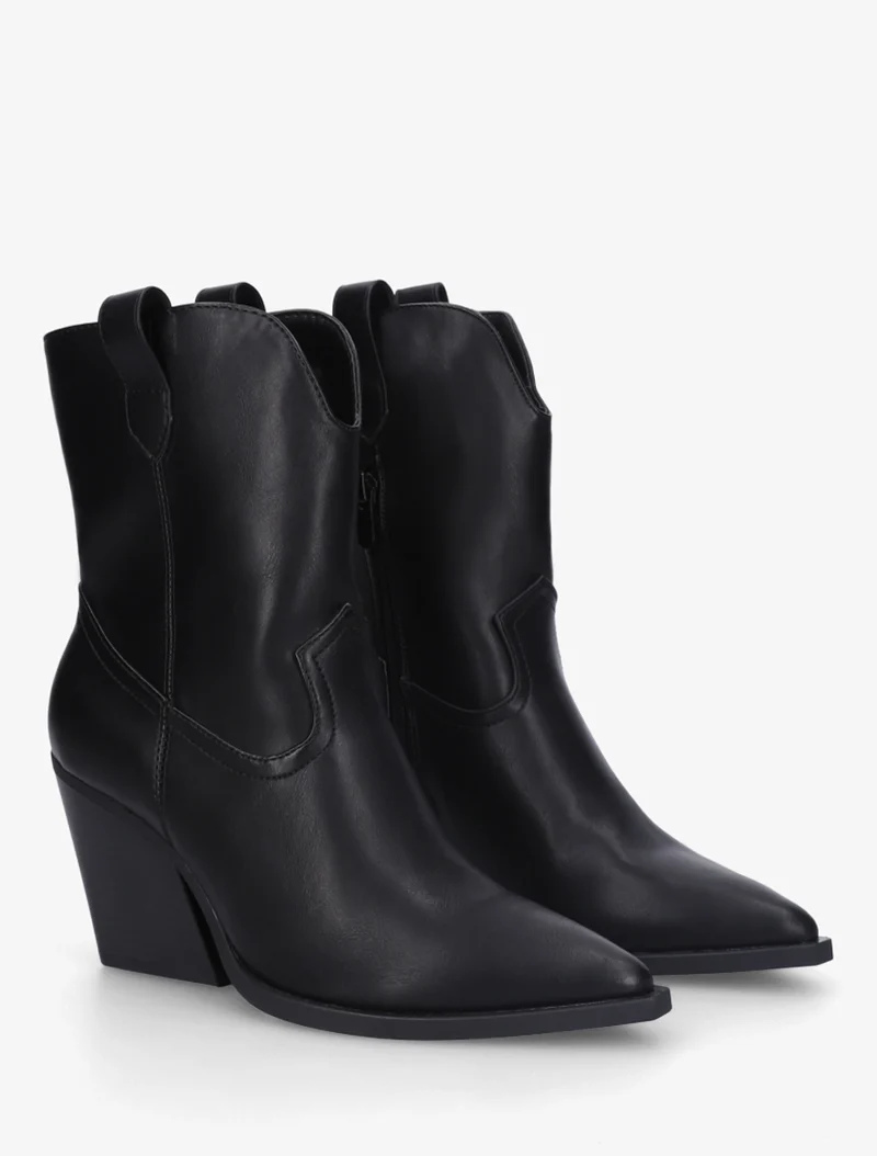 Bottines à talon bottier en simili - Noir