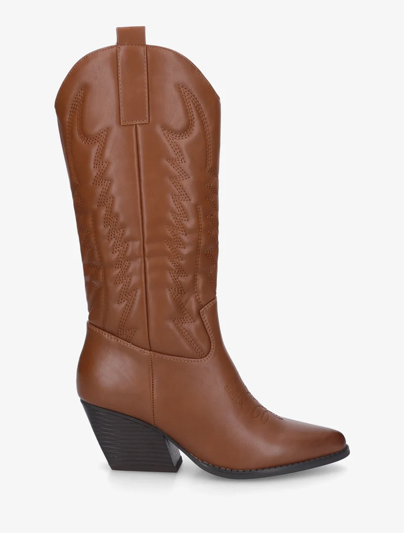 Bottines montantes à sûrpiqures - Camel