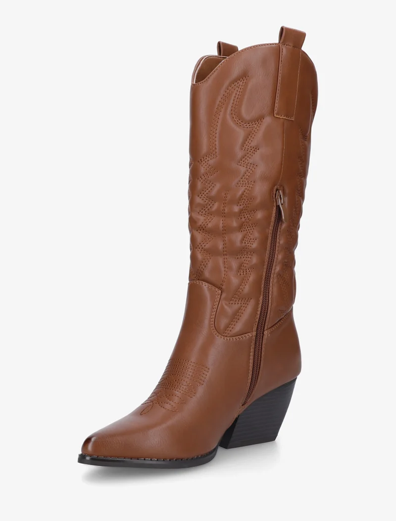 Bottines montantes à sûrpiqures - Camel
