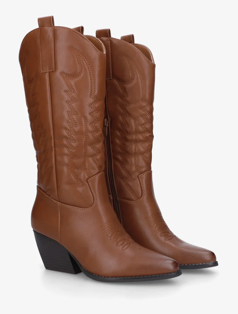 Bottines montantes à sûrpiqures - Camel