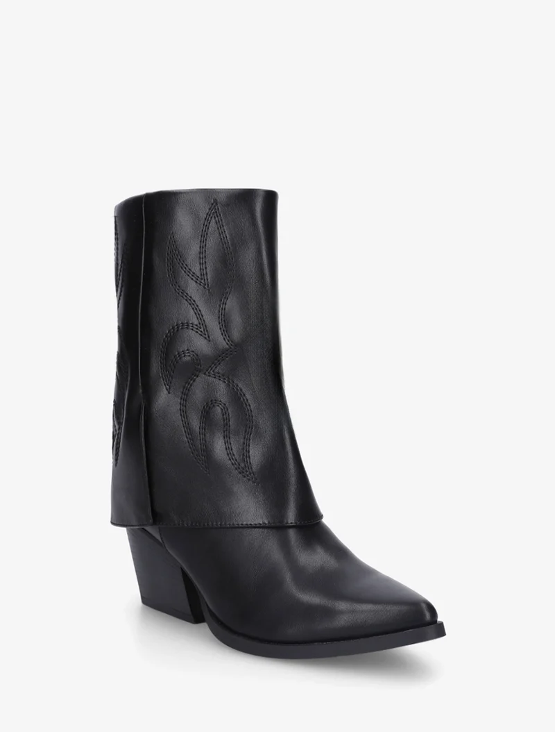Bottines à revers et surpiqûres - Noir