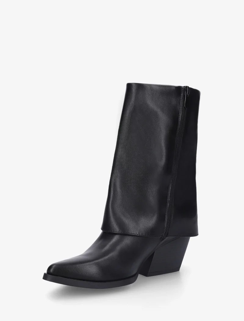 Bottines à revers et surpiqûres - Noir