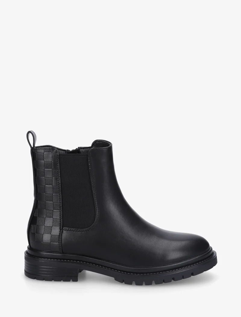 Bottines montantes à contrefort à motif damier - Noir