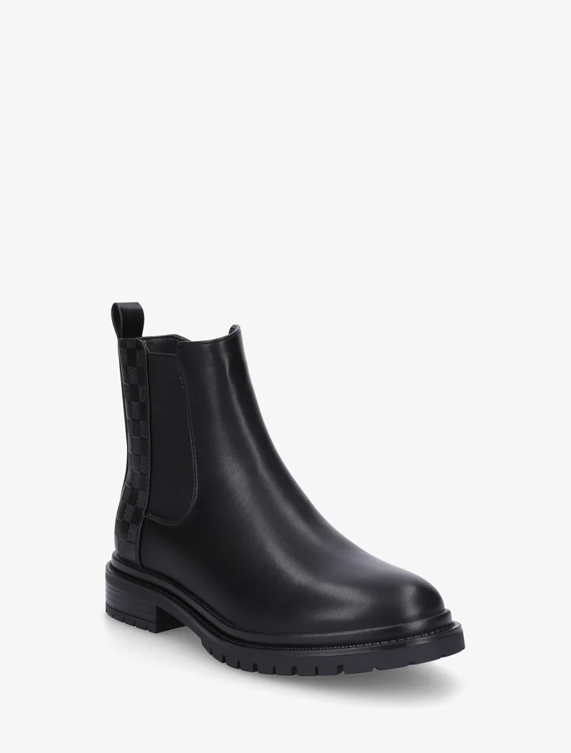 Bottines montantes à contrefort à motif damier - Noir