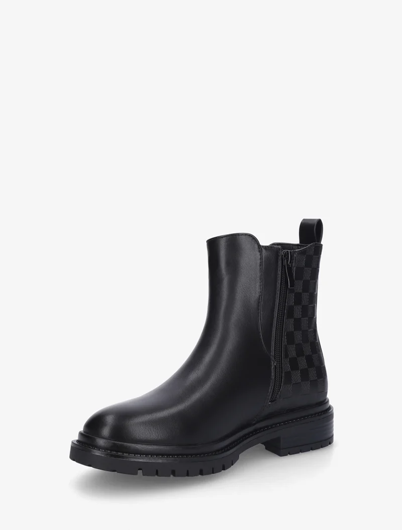 Bottines montantes à contrefort à motif damier - Noir
