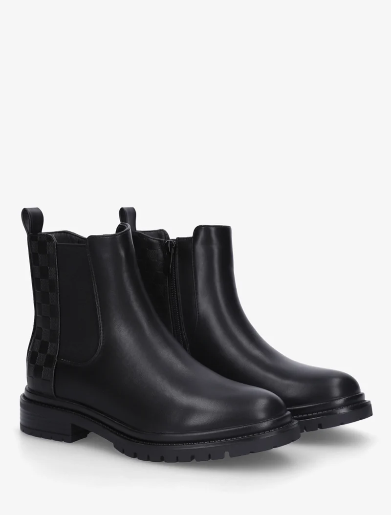 Bottines montantes à contrefort à motif damier - Noir