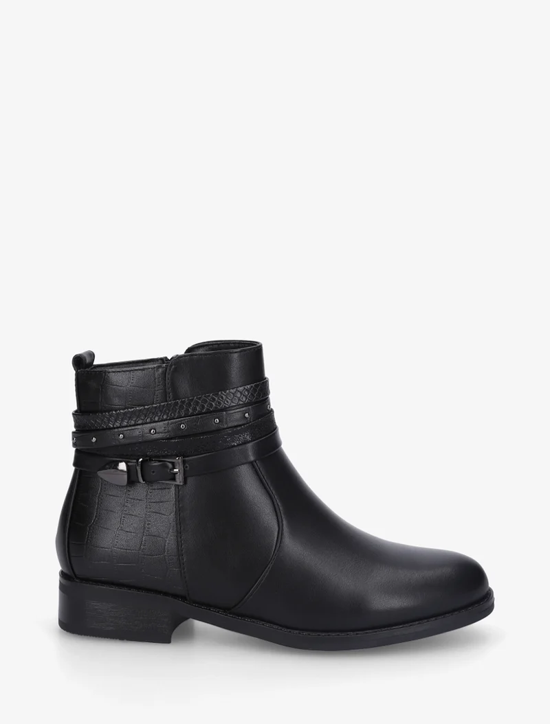 Bottines en simili à 4 brides - Noir