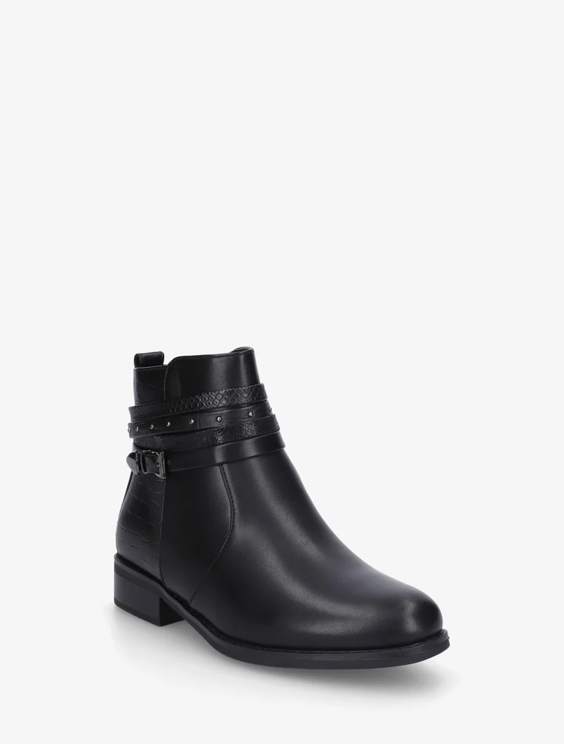Bottines en simili à 4 brides - Noir