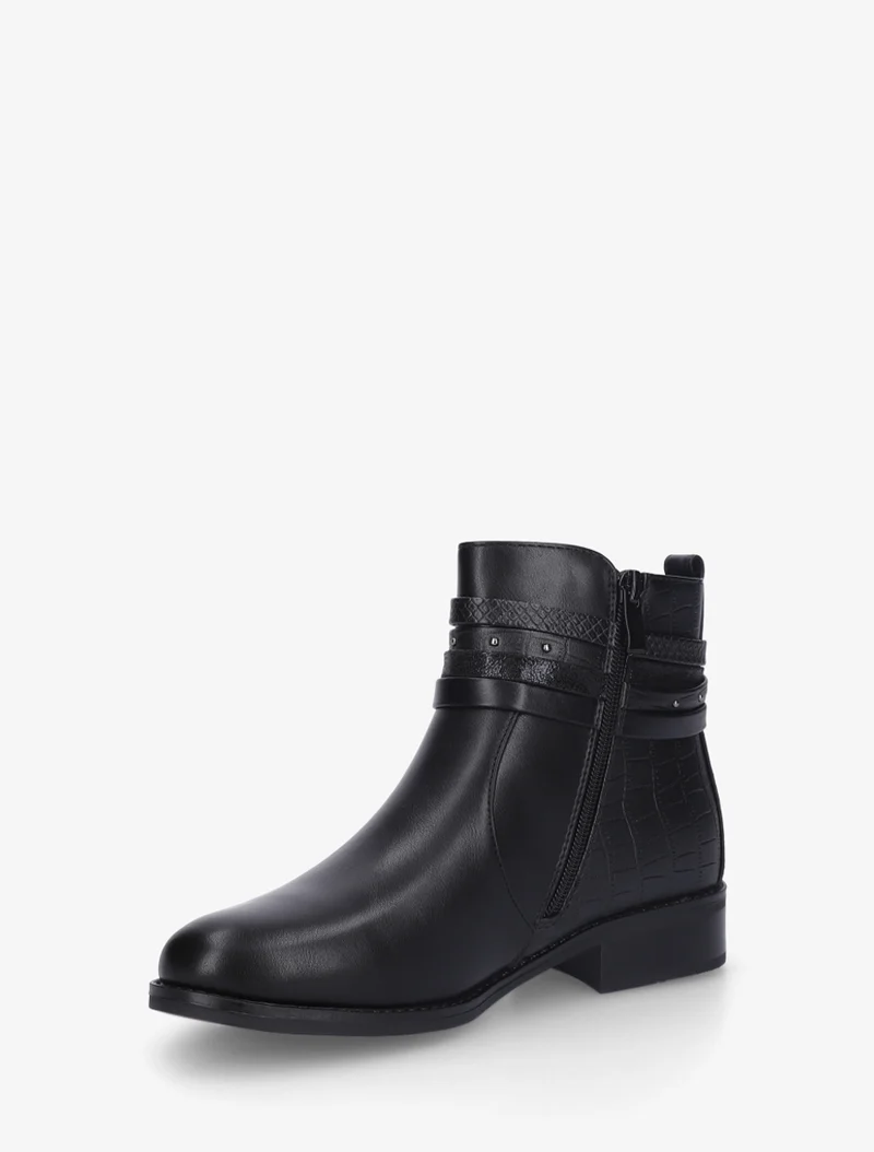 Bottines en simili à 4 brides - Noir