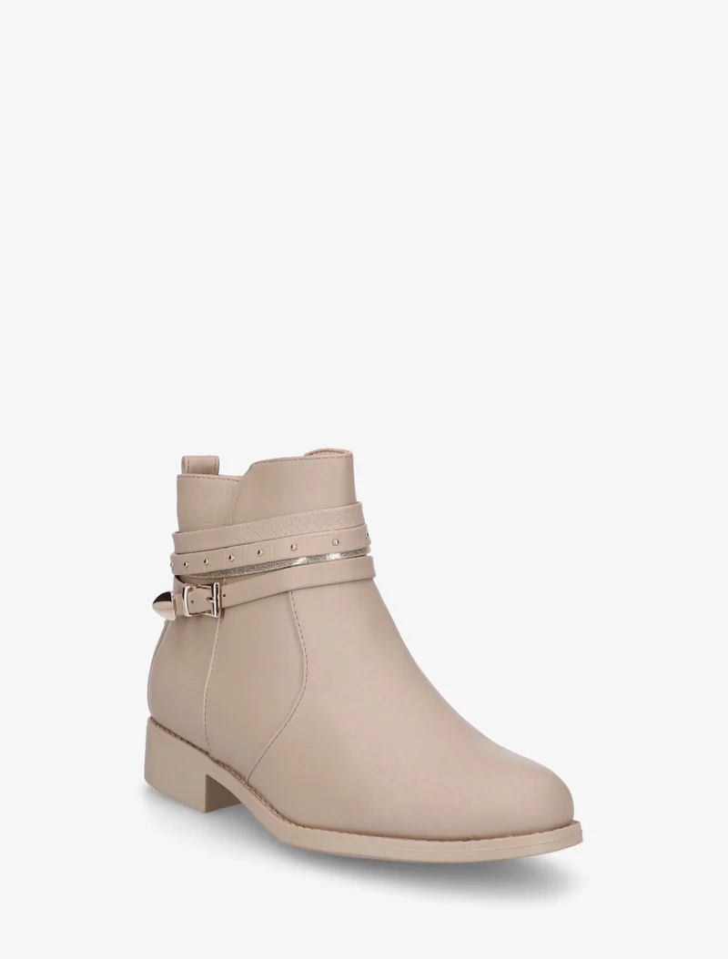 Bottines en simili à 4 brides - Taupe