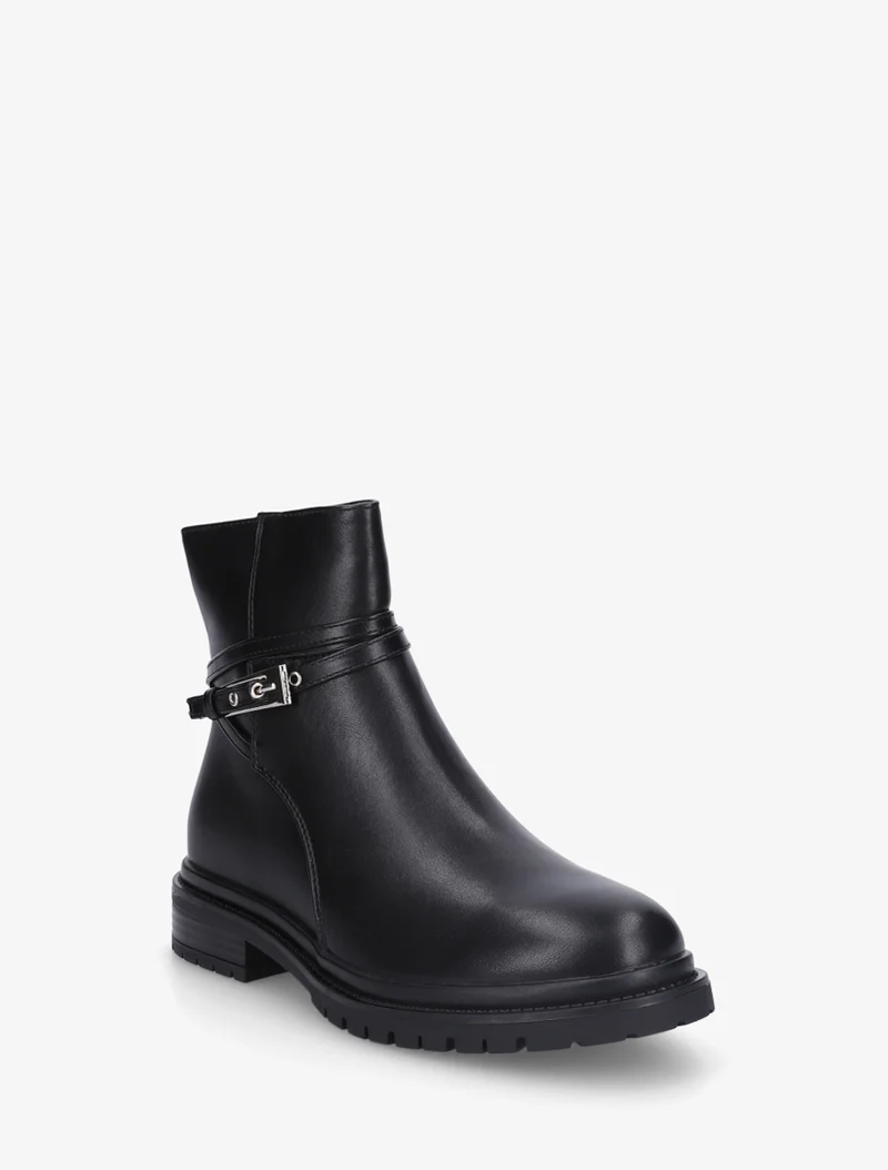 Bottines en simili sanglées - Noir