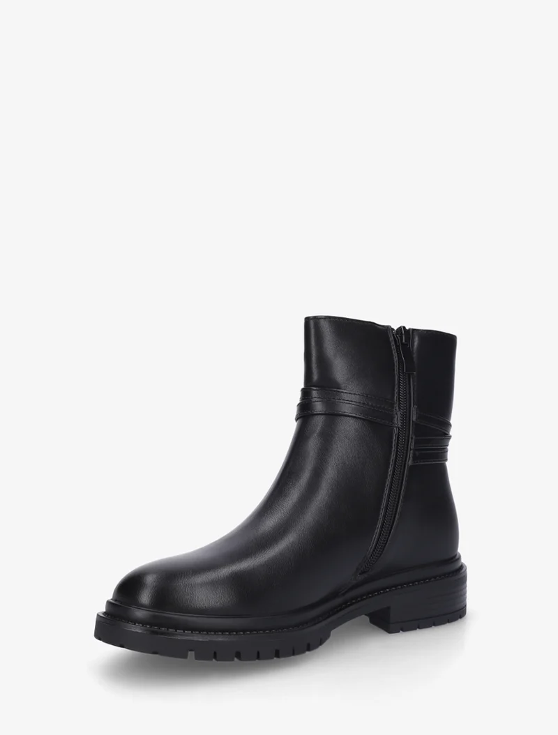 Bottines en simili sanglées - Noir