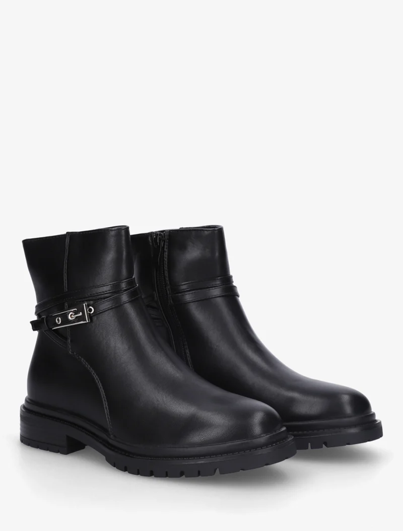 Bottines en simili sanglées - Noir
