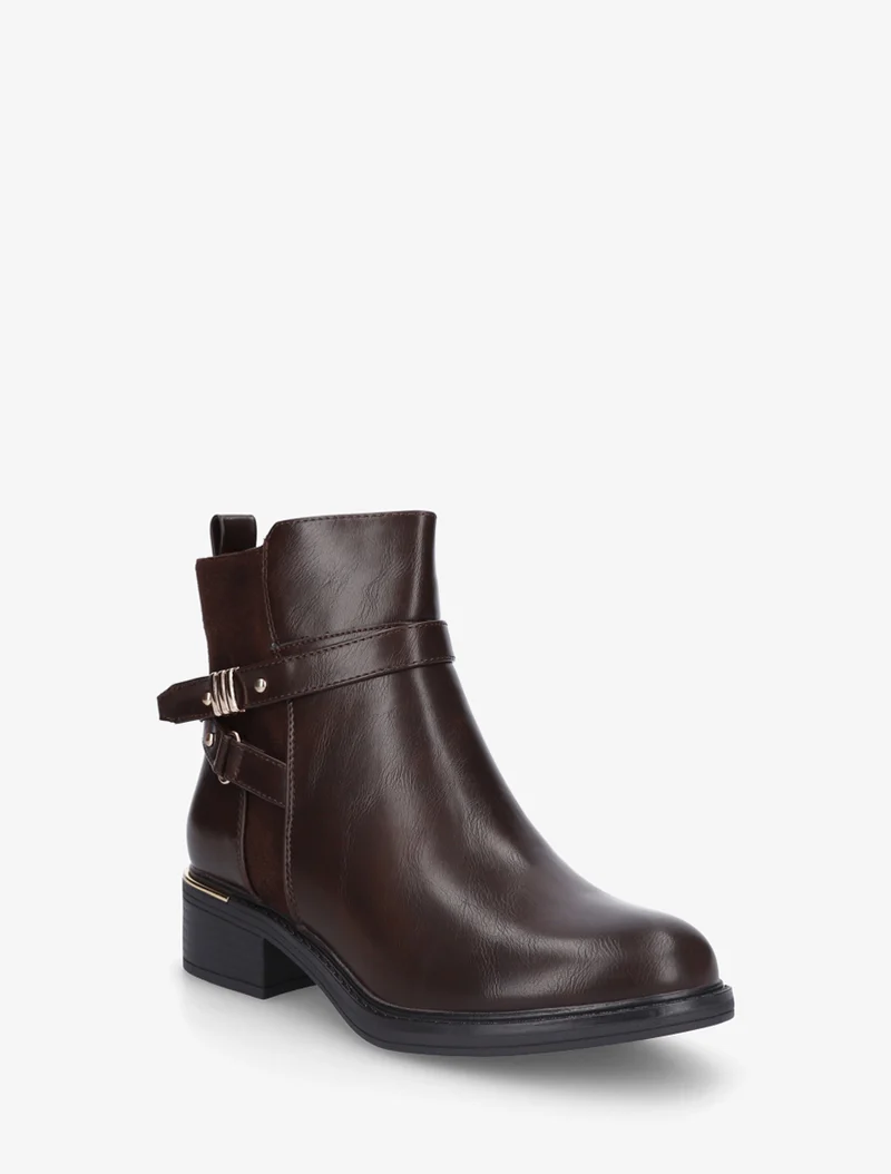 Bottines à contrefort en suédine - Marron